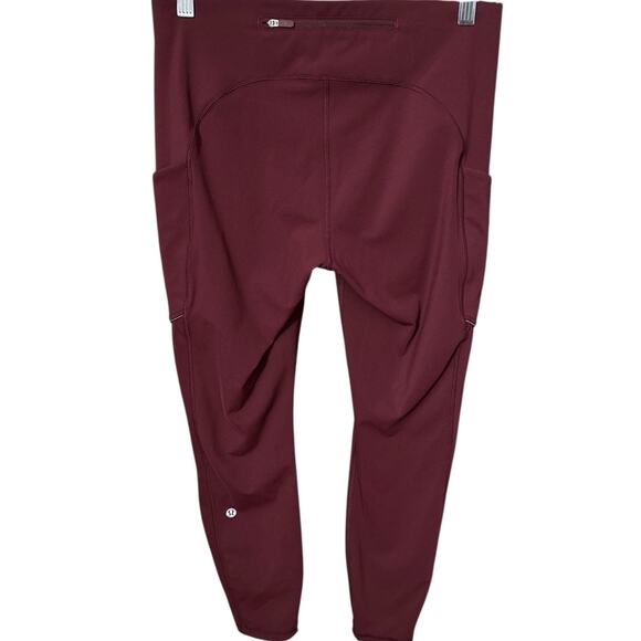 Lululemon Leggings Womens Size 8 Purple Side Pockets Back Zip Pocket - Picture 2 of 7